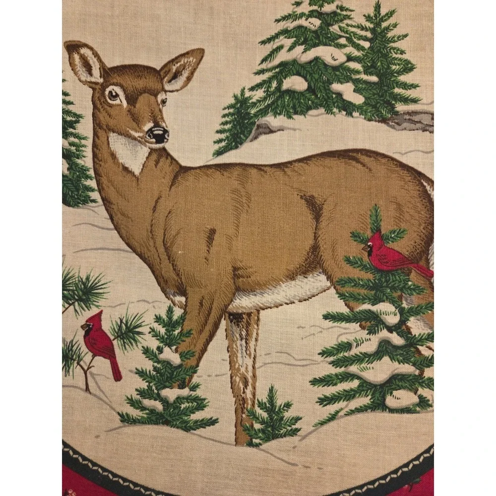 Vintage‎ Deer With Cardinals Lace Hoop Wall Hanging Decor